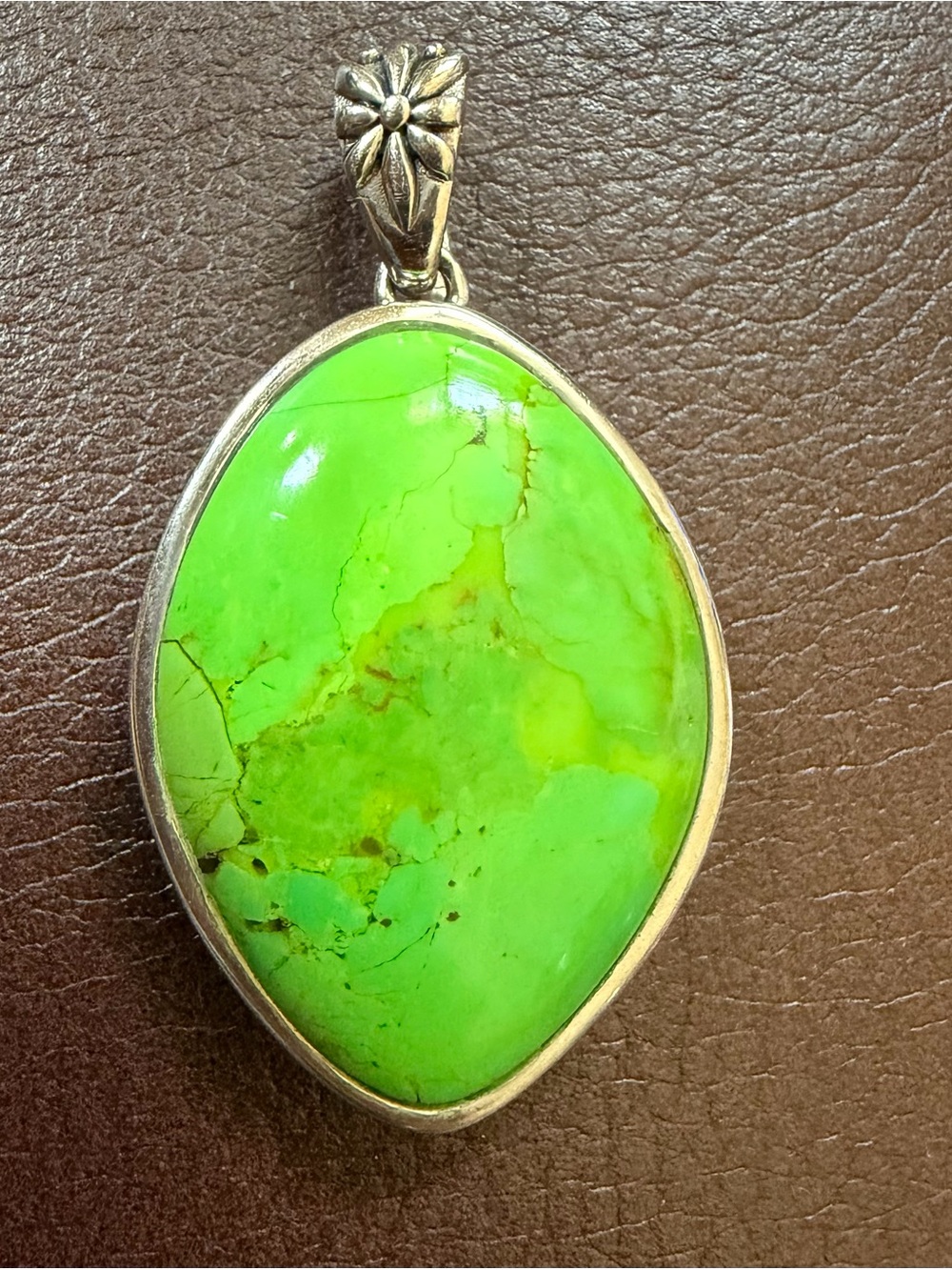 BARSE Sterling Silver with Green Turquoise Teardrop Pendant